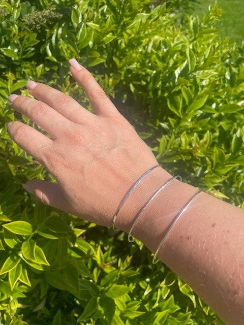 Trio of Stacking Bangles: Plain, Hammered, and Sparkle