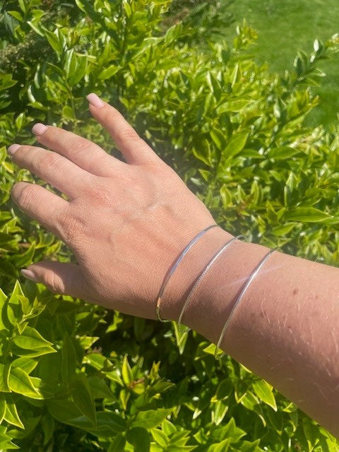 Trio of Stacking Bangles: Plain, Hammered, and Sparkle